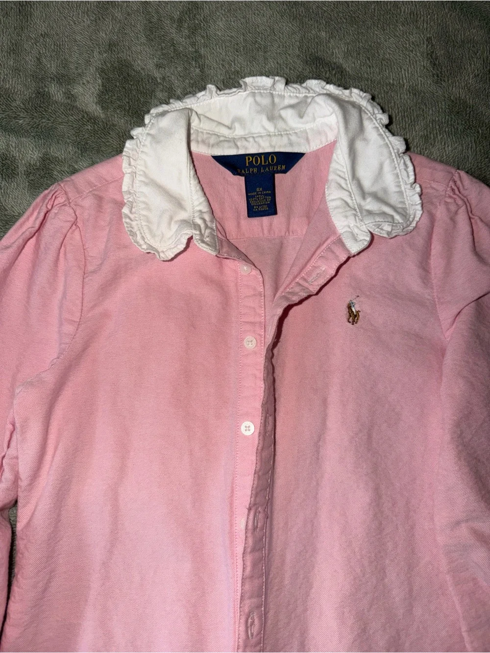 Ralph Lauren Pink Ruffle Dress with White Collar